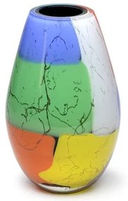 Vaso 24 MS Reto Lascas Coloridas Murano Cristais Cadoro
