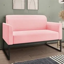Kit Namoradeira e 2 Poltronas Decorativas Base Industrial Preta Maress