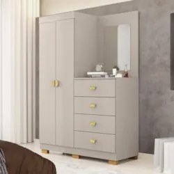 Guarda Roupa Cômoda Com Espelho 120cm Rita Fendi V02 - Mpozenato