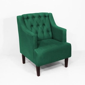 Poltrona Classic Suede Verde Bandeira Pés Palito Sala, Quarto, Decoração