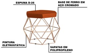 Puff Decorativo Base Gold Elsa Suede Telha G41 - Gran Belo