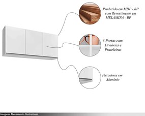 Armário Aéreo Suspenso Pursat MDP/BP Branco G96 - Gran Belo