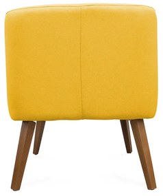 Poltrona Decorativa Lara Pés de Madeira Suede Amarelo - Sheep Estofados - Amarelo
