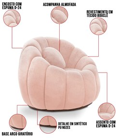 Sofá 2 Lugares com Poltrona Orgânica Fixa Cloud Bouclê E03 - D'Rossi - Rose