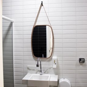 Espelho Decorativo Retangular com Moldura de Plastíco Rosê Alça Caramelo 65x43,5 cm - D'Rossi
