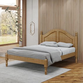 Cama de Casal Pés Torneados Queen Size Madeira Maciça Naipe Freijó G74 - Gran Belo
