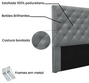 Cabeceira Cama Box Casal 140 cm Tania Veludo S04 - D'Rossi - Cinza