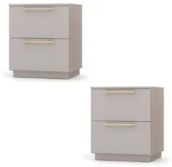 Mesa de Cabeceira 2 Gavetas 50cm Kit 2 Dubai Fendi - Vila Rica