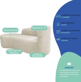 Kit Divã Recamier Orgânico França 160cm Lado Esquerdo e 2 Poltronas Amore Bouclé