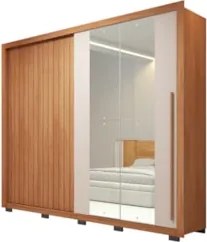 Guarda Roupa Casal 245cm Com Espelho Scipio Freijó/Off C01 - Mpozenato