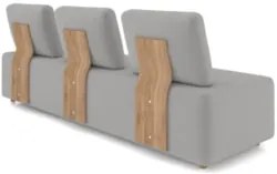 Sofá 3 Lugares 222cm Sala de Estar Rovier Veludo Cinza Z32    - Mpozen