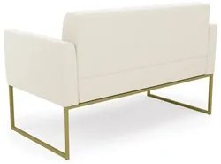 Sofá Namoradeira e 2 Poltronas Base Industrial Dourado Ana Veludo Bege