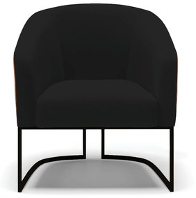 Poltrona Decorativa Industrial Preto Kit 2 Stella Nozes/Linho Preto D03 - D'Rossi
