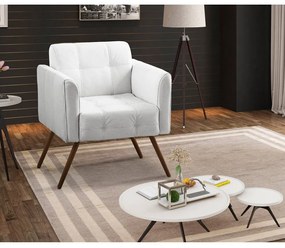 Kit 2 Poltronas Decorativa Bia Couro Branco G58 - Gran Belo