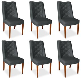 Kit 6 Cadeiras de Jantar Micheli Suede Cinza Grafite
