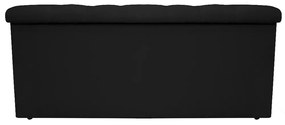 Recamier Baú Estofada Mel 90 cm Solteiro Com Capitonê  Suede Preto - ADJ Decor