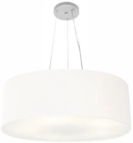 Lustre Pendente Cilíndrico Md-4010 Cúpula em Tecido 60x21cm Branco - Bivolt