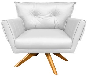 Kit 02 Poltronas Giratória  Anitta Corino Base Madeira MA30 D03 - D'Rossi - Branco