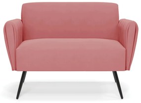 Sofá Namoradeira Pés Palito de Ferro Bruna Suede - D'Rossi - Rose
