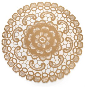 Jogo Americano Redondo de Plástico Flor Dourado 38 cm - D'Rossi