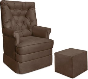 Poltrona de Amamentação com Balanço e Puff Dyne Suede P02 - D'Rossi - Marrom