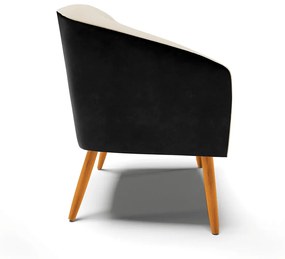 Poltrona Decorativa Pé Palito Castanho Stella Preto/Linho Areia D03 - D'Rossi