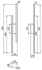 Arandela Lineare Duo 78X18X07Cm Led 20W 3000K Bivolt Branco Luz Direta... (Branco)