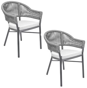 Kit 2 Cadeiras Área Externa de Alumínio Bear com Corda Naútica Grafite G56 - Gran Belo