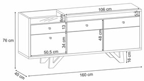 Balcão Aparador Buffet 2 Portas Emili Cinamomo/Off White H01 - D'Rossi