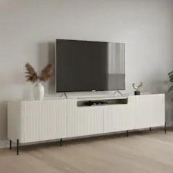 Rack TV 75 Pol 220cm 4 Portas Brise Blen Luna/Preto I06 - Mpozenato