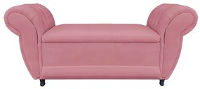 Recamier com Baú Grécia Namoradeira Calçadeira Suede Rosê - D'Rossi