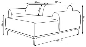 Sofá 3 Lugares Bipartido com Chaise Lado Esquerdo Base de Madeira Euro 245 cm Veludo Preto G15 - Gran Belo