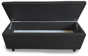 Calçadeira Baú com Sapateira Solteiro 90cm Paris Suede Preto - Sheep Estofados - Preto