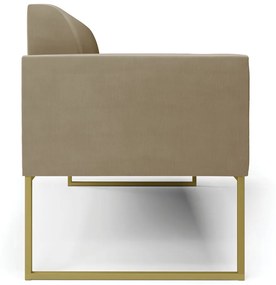 Sofá Namoradeira Base Industrial Dourado Marisa Suede Marrom Rato D03 - D'Rossi
