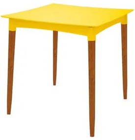 Mesa Tramontina Diana em Polipropileno Amarelo 70cm Pernas de Madeira