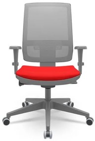 Cadeira Brizza Diretor Grafite Tela Cinza Assento Aero Vermelho Base Autocompensador Piramidal - 66250 Sun House