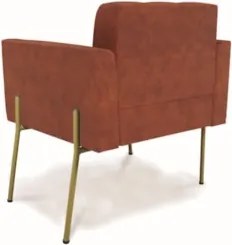 Poltrona Sala Pé Metal Dourado Kit 2 Ana Sintético PU Nozes - Ibiza