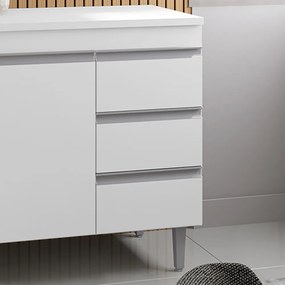 Balcão Cozinha com Tampo 100cm 3 Gavetas Leticia A01 - D'Rossi - Branco