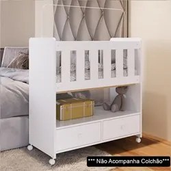 Mini Berço Moisés Certificado pelo Inmetro BY 510 2 Gavetas Branco - C
