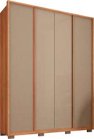 Guarda Roupa Solteiro Glory 4 Portas de Bater 3 Gavetas MDF Freijo/Sued G11 - Gran Belo