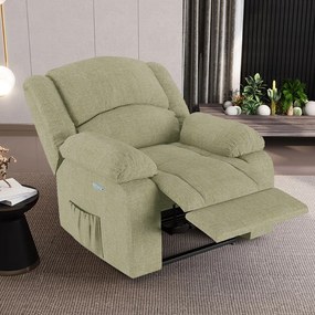 Poltrona do Papai Reclinável Sala de Cinema Madrid Elétrica Touch USB Linho Bege G23 - Gran Belo
