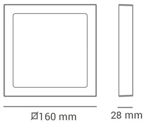 Luminária De Sobrepor Quadrado 12W 3000K Led Bivolt 17X17X3Cm Plafon |... (Branco)