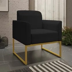 Kit Namoradeira e 2 Poltronas Decorativas Base Industrial Dourada Mare