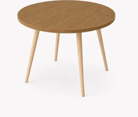 Mesa Jantar Sofia Redonda 80cm Freijó Natura 18mm Pés de Madeira Natural Marin