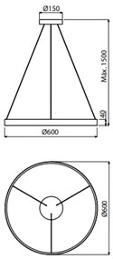 Pendente Intense Anel Redondo Ø60Cm Led 32W 3000K Bivolt Rose Gold Pol... (RG-P = Rose Gold Polido)