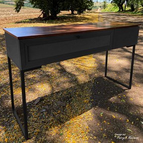 Penteadeira Escrivaninha Iron 136cm com Pés de Metal Imbuia/Preto - Vizzato - Marrom