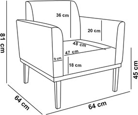 Poltrona Decorativa Isabella Pés Fixo em Madeira Castanho Veludo Rose G19 - Gran Belo