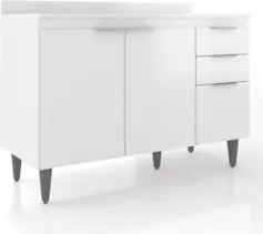Balcão de Cozinha Com Tampo 120cm Pérola Branco Z34 - Mpozenat