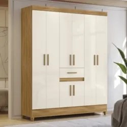 Guarda Roupa Casal 165cm 8 Portas Parla Freijó/Off Z17       - Mpozena