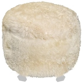 Puff Chic com Pelos - Branco Provençal Kleiner